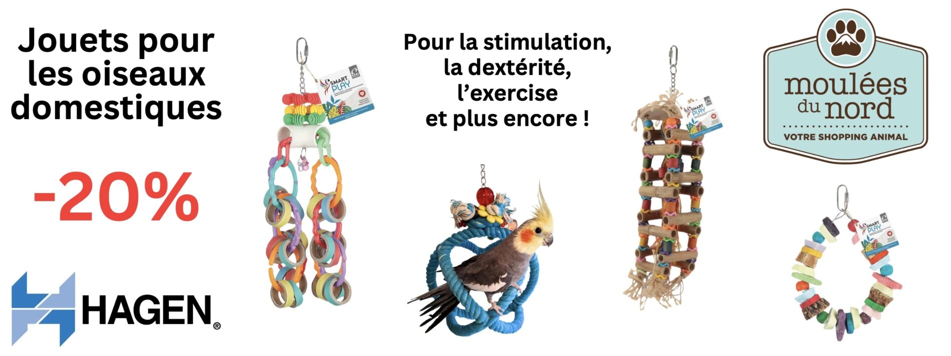 Jouets SmartPlay pour oiseaux domestiques en rabais