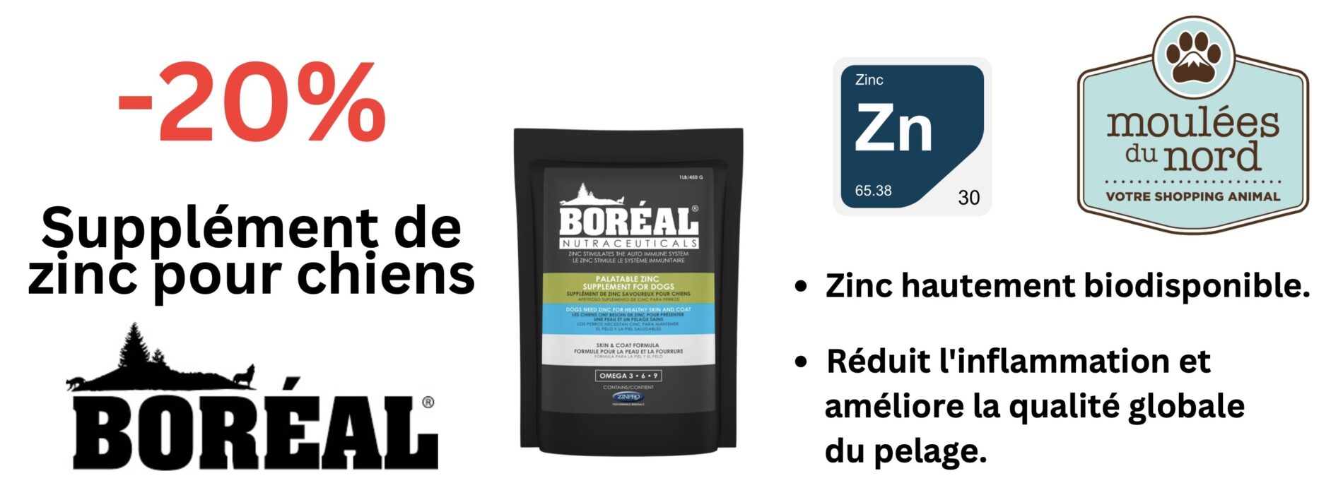 Rabais Boréal Zinpro supplément pour chiens