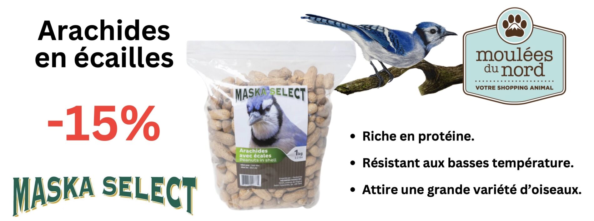 Maska Select arachides en écailles pour oiseaux