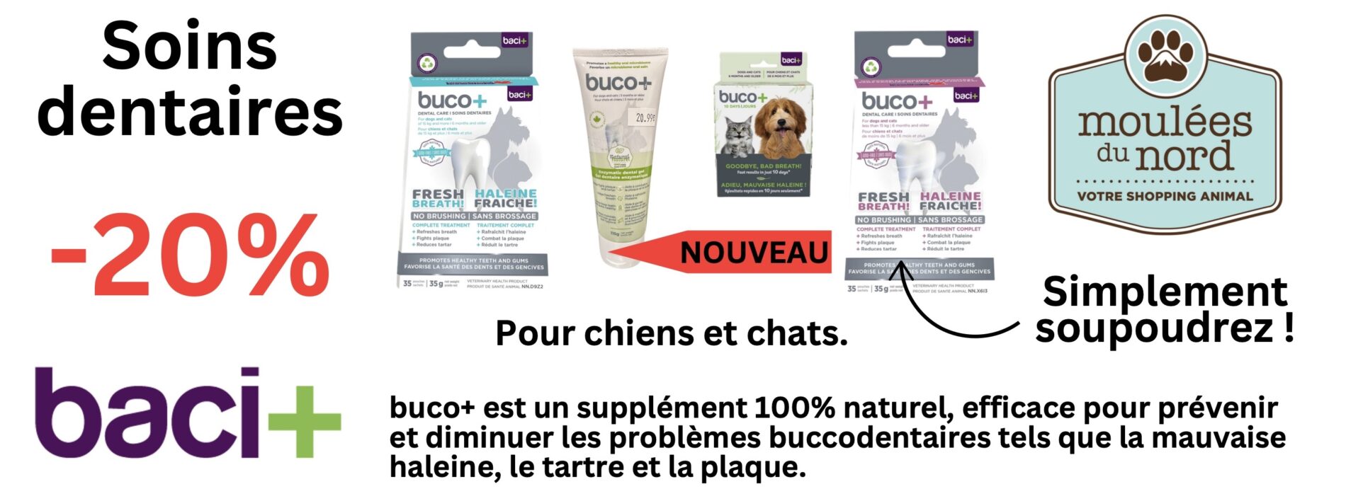 Baci Buco+ soins et santé dentaire chats et chiens