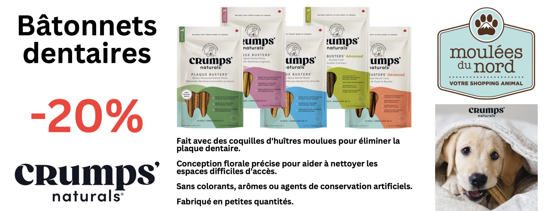 Crumps gâteries pour la santé dentaire pour chiens