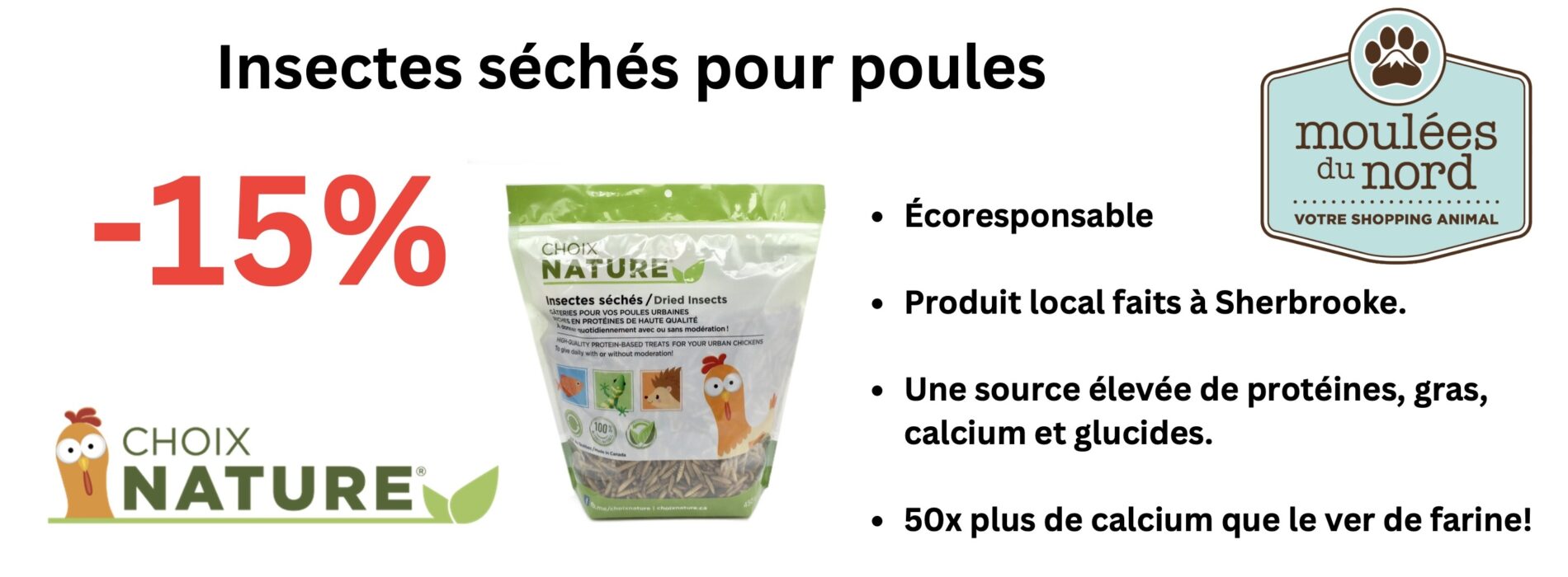 Insectes séchés pour poules