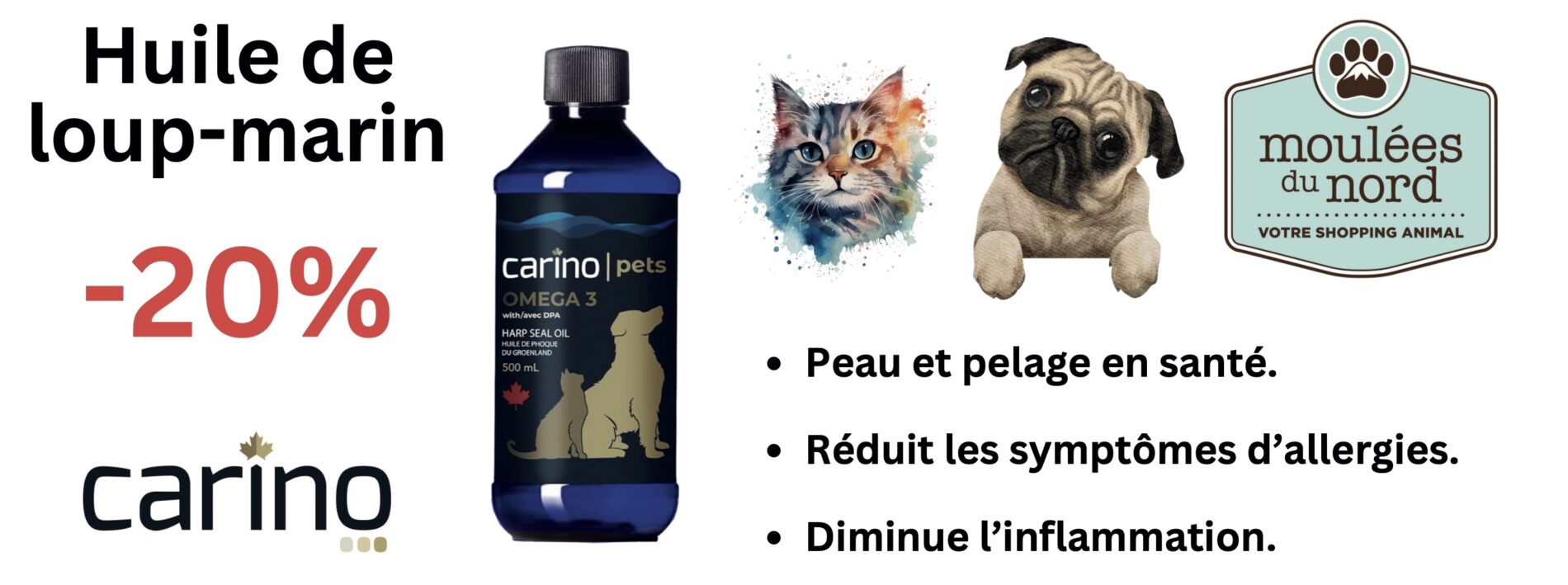 Carino huile de loup marin pour chat et chien