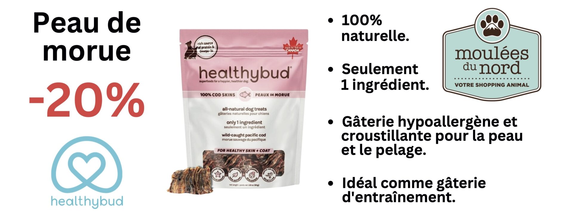 Healthybud peau de morue pour chien