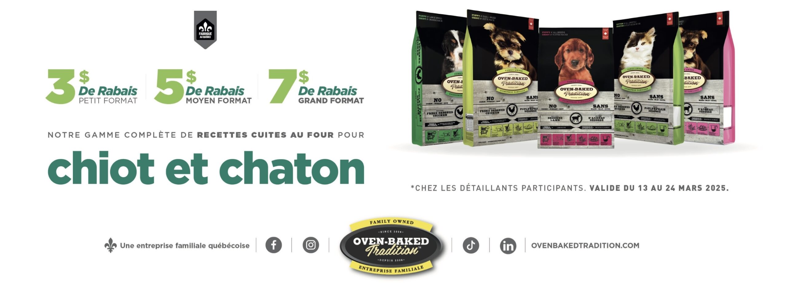 Rabais de mars Oven Baked Tradition chiots et chatons