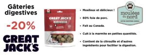 Gâteries Great Jack's pour la santé digestive en promotions pour avril
