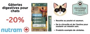 Gâteries Nutram digestifs pour chats : en promotions pour avril