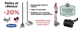 Pelles et râteaux de ramassage en rabais pour avril