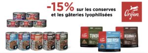 Orijen gâteries et conserves en rabais pour mai 2025