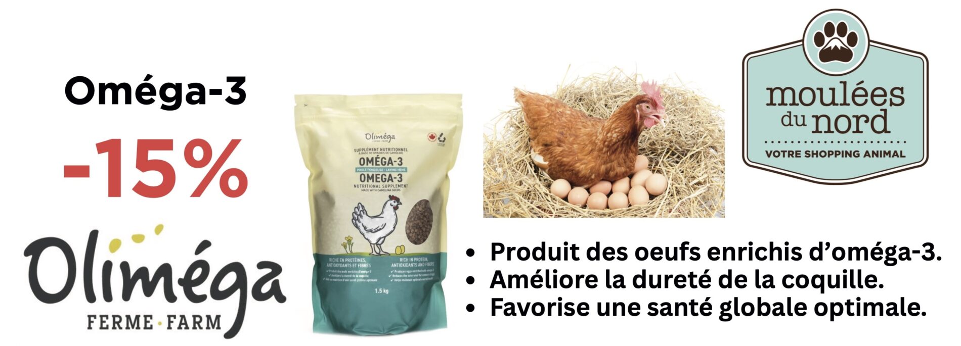 Oméga 3 pour poules pondeuse en rabais