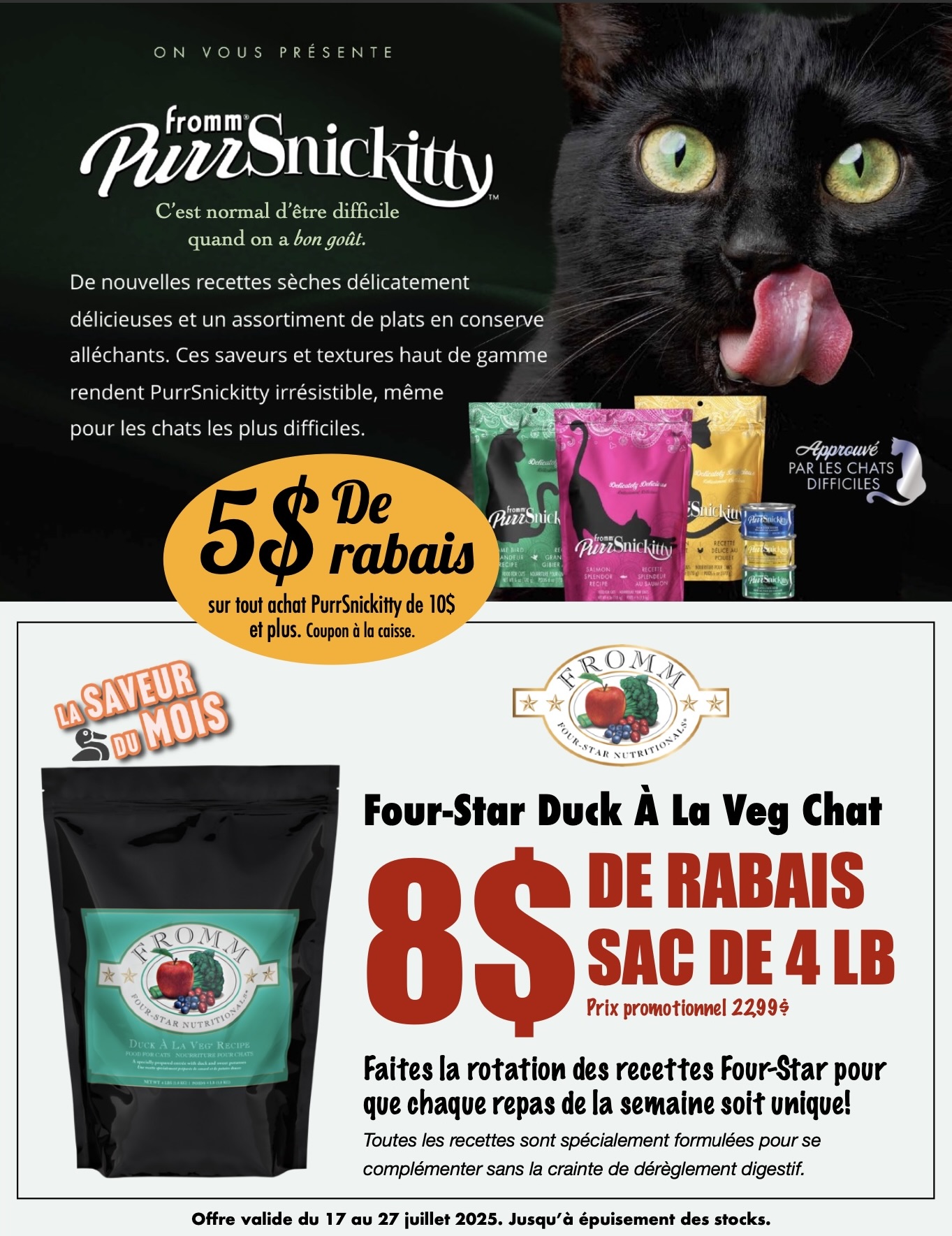 Promotion de juillet sur Fromm pour chats