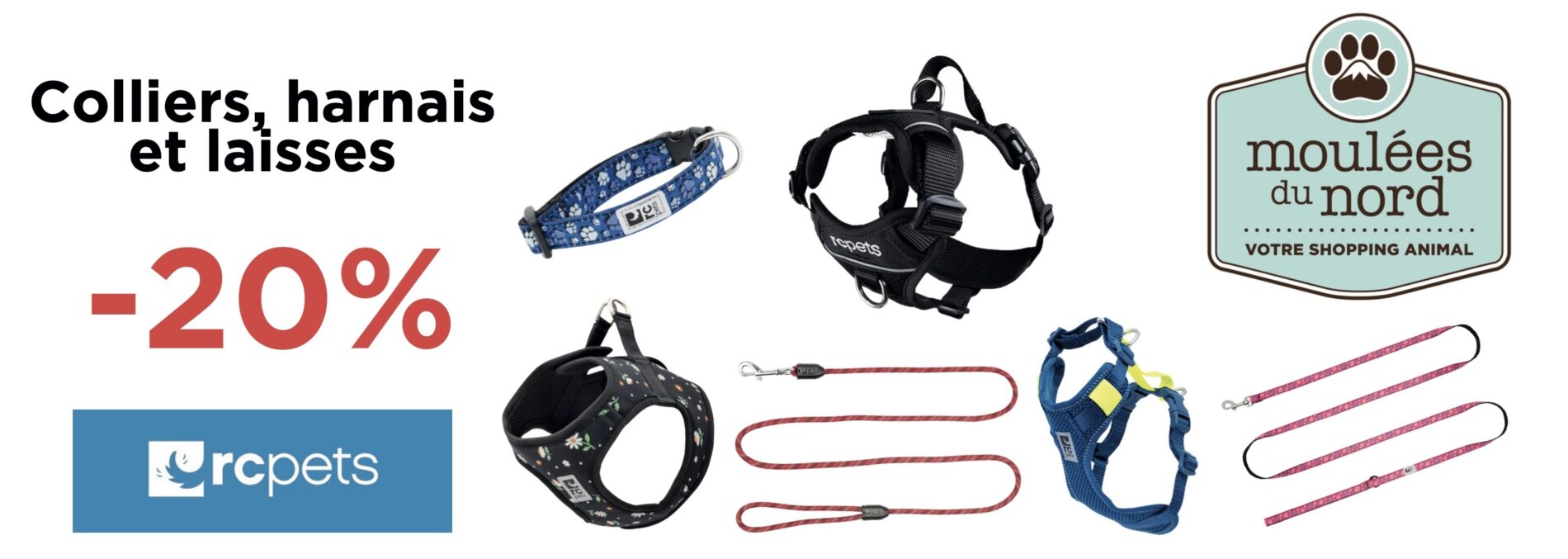 Harnais, colliers et laisses RC Pets en rabais