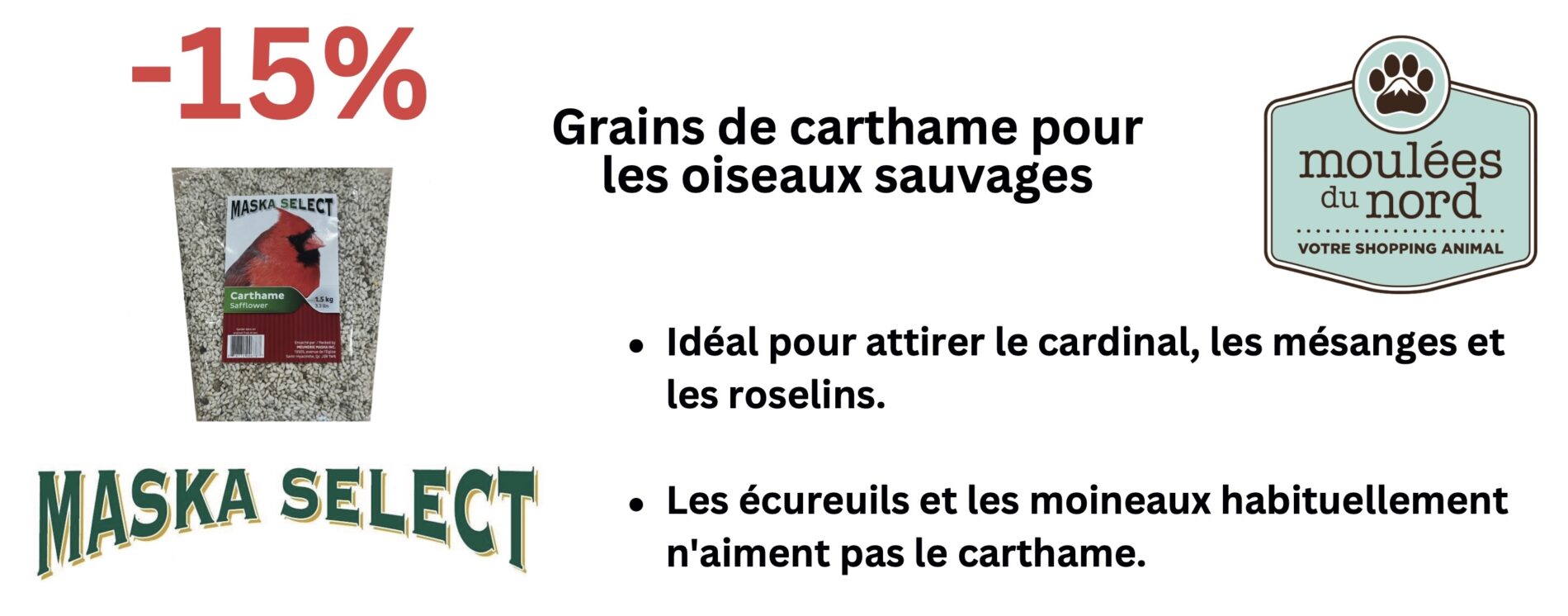 Grains d'oiseaux en rabais