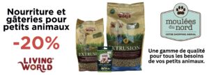 Nourriture et gâteries Living World pour petits animaux en rabais