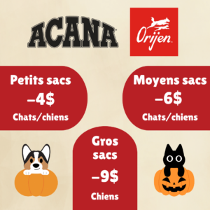 Rabais sur Acana et Orijen chiens et chats