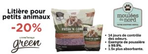 Rabais sur la litière pour les petits animaux