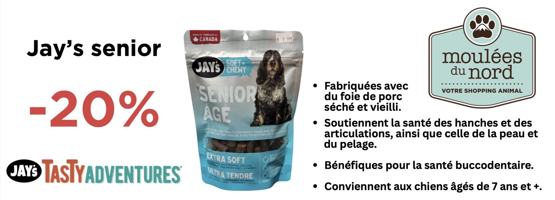 Promotion sur gâteries pour chiens senior