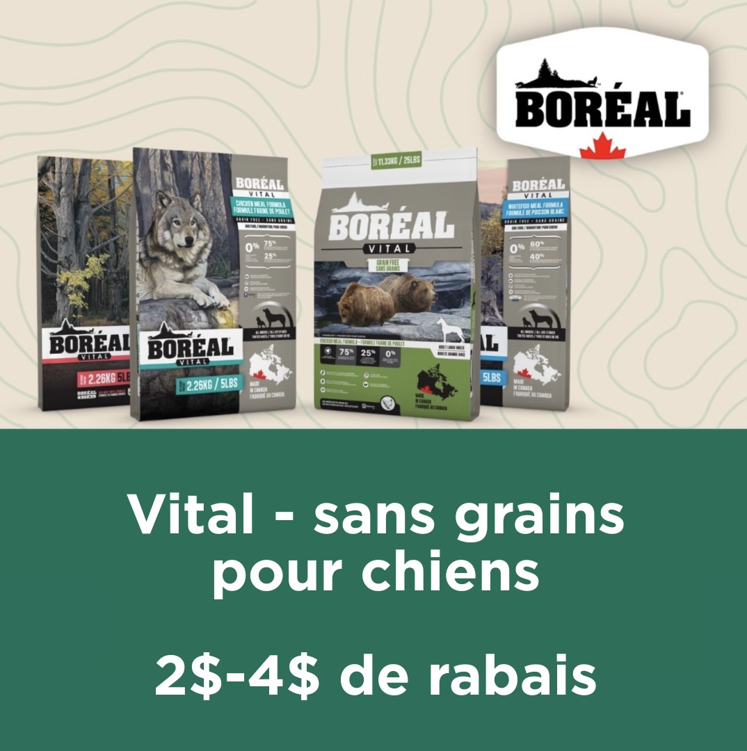 Rabais sur la nourriture Boréal Vital pour chiens ce novembre