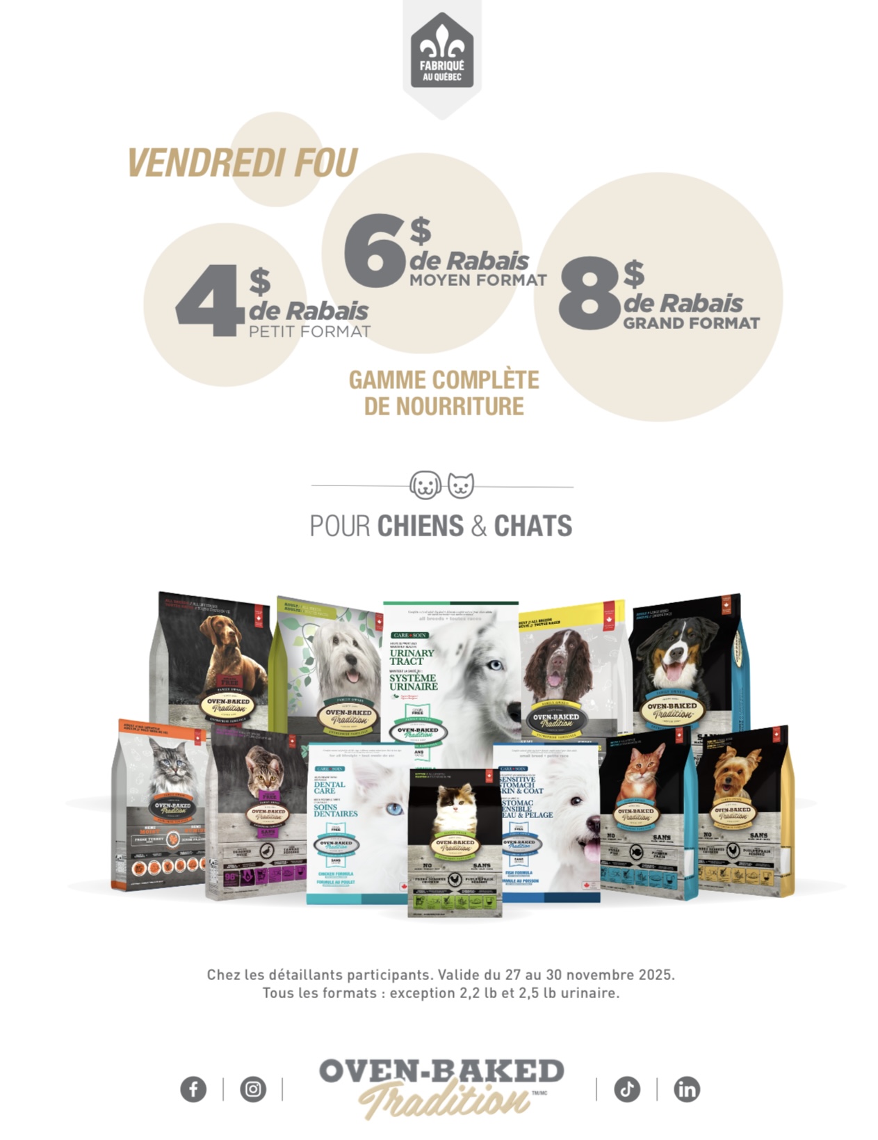 Rabais de vendredi fou sur nourriture Oven Baked Tradition chats et chiens