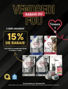Rabais de vendredi fou sur la nourriture 1st Choice chiens et chats