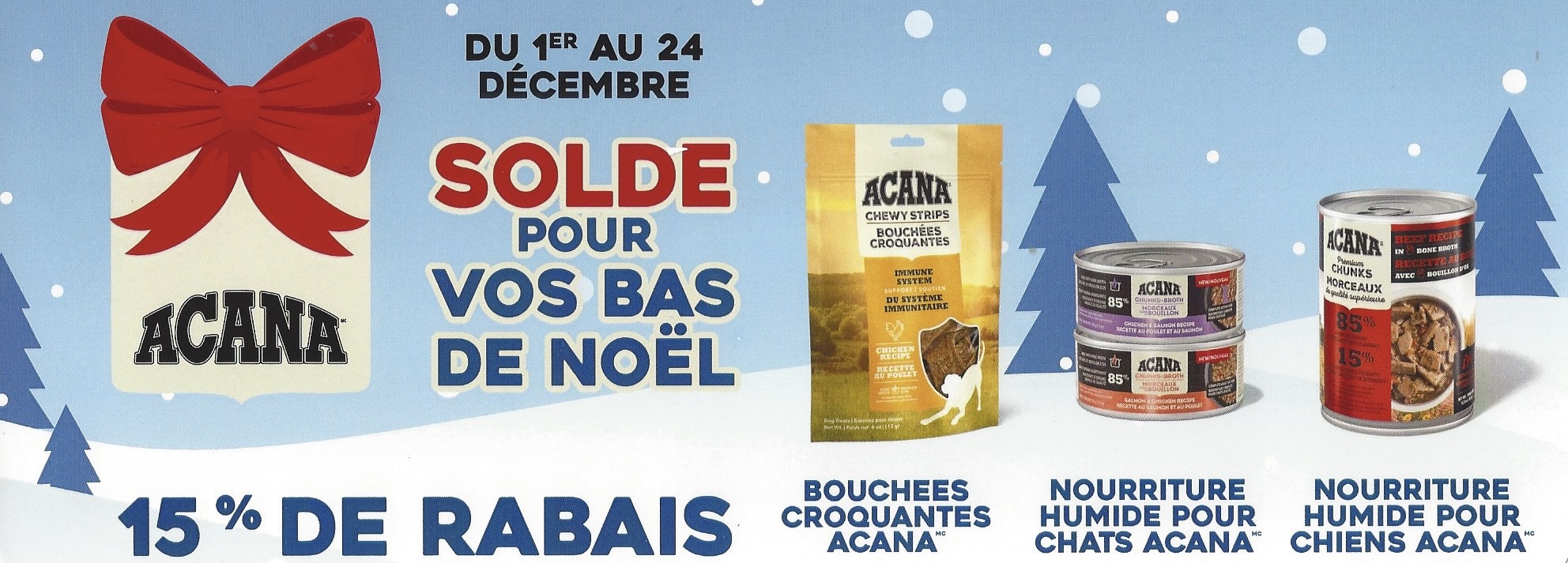 Rabais de Noël Acana nourriture et gâteries pour chiens et chats