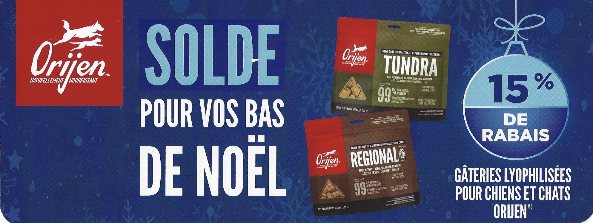 Gâteries Orijen chien et chats en promotions pour décembre 2025