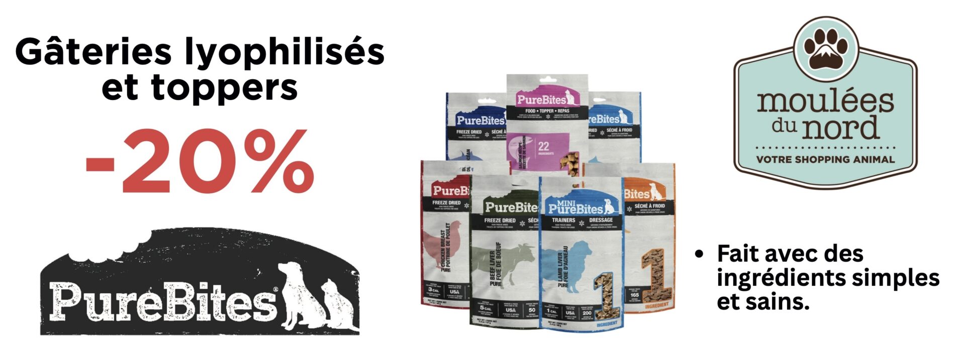 Promotion sur les gâteries lyophilisées de PureBites pour chien et chat