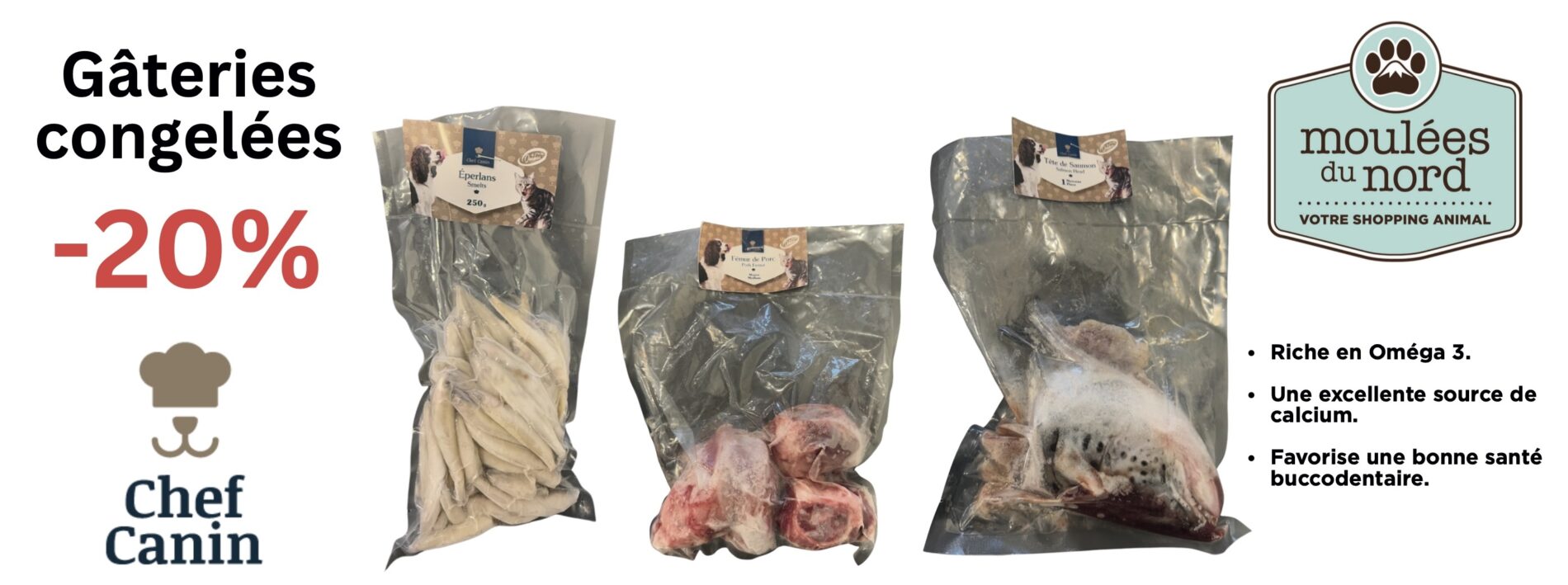 Rabais sur les os congelé pour chien de Chef Canin janvier 2026