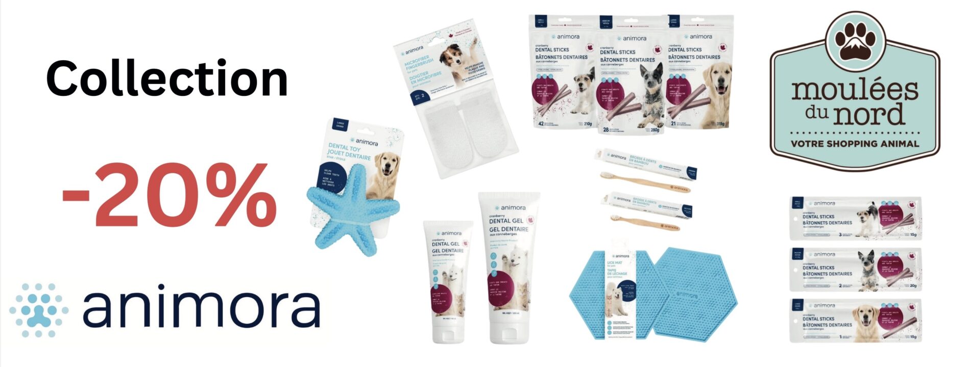 Collection de bien-être dentaire Animora chat et chien en promotion pour février