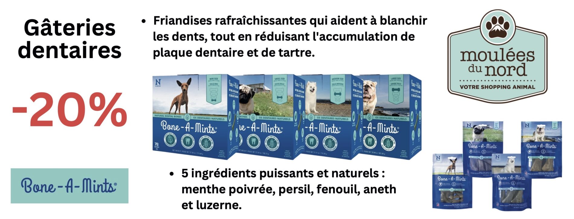 Promotion sur Bone-A-Mints pour chiens gâteries dentaire