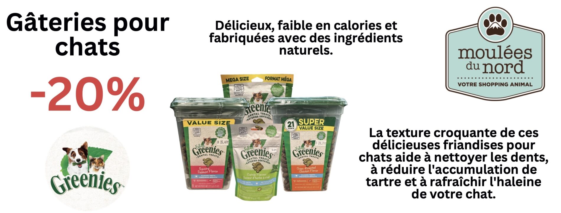 Rabais sur les gâteries Greenies pour chats