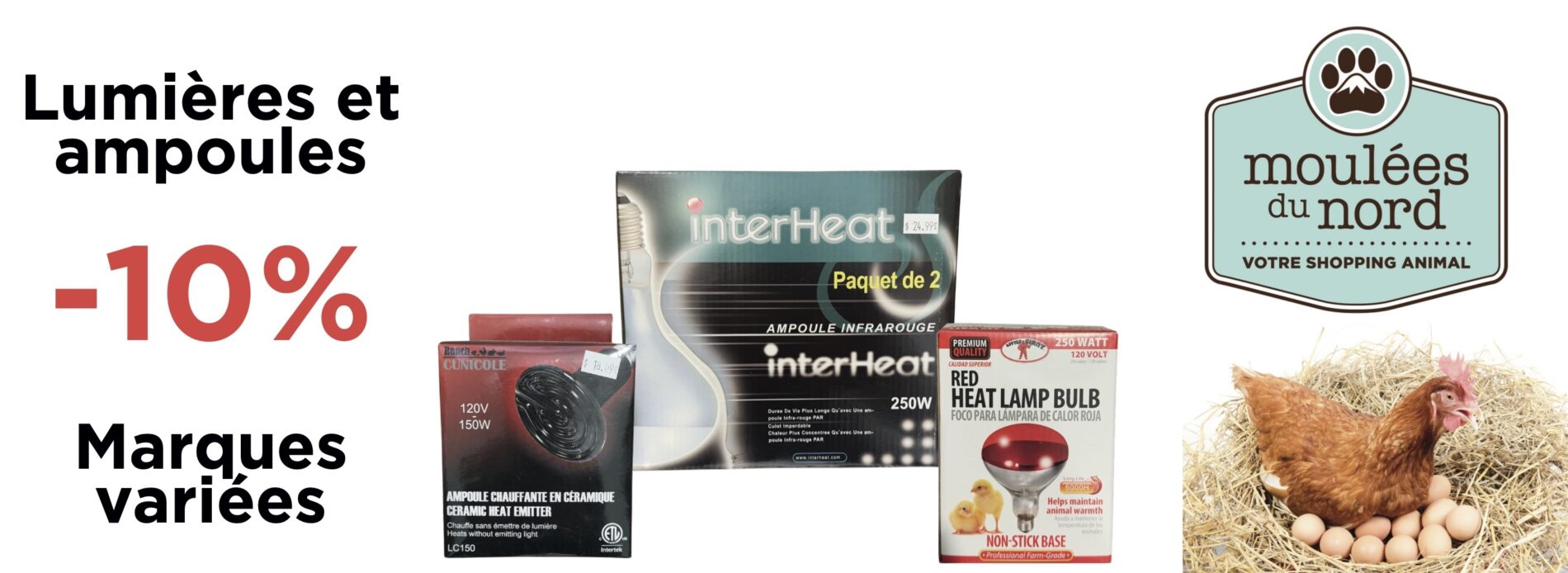 Promotion sur les lumières et ampoules pour poules