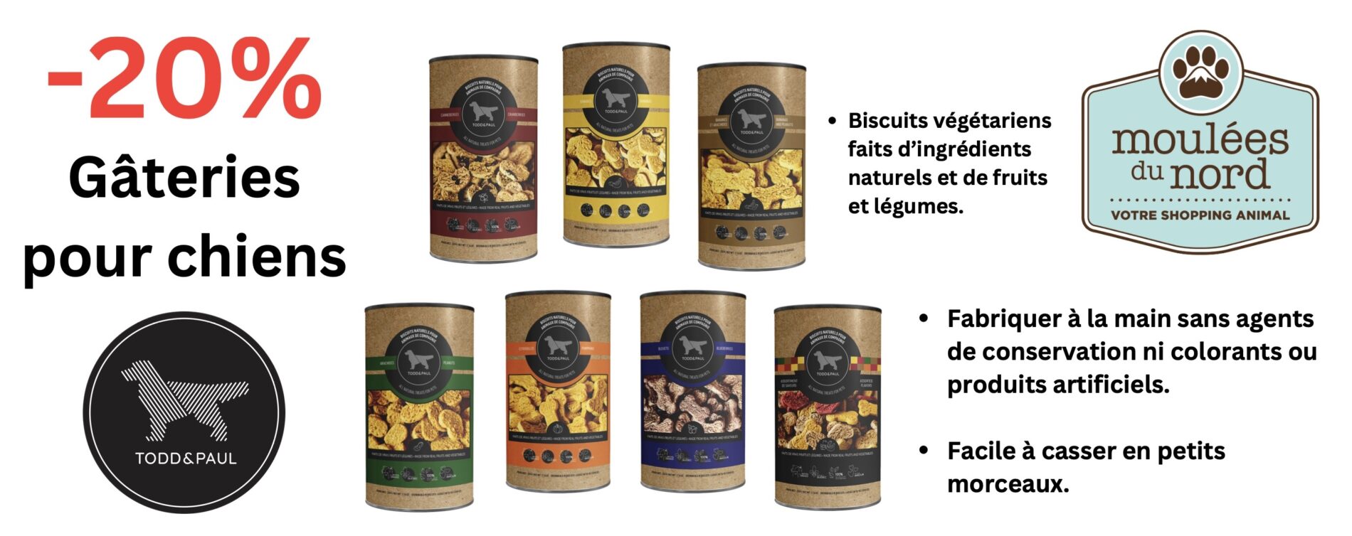 Gâteries Todd and Paul pour chiens en promotion