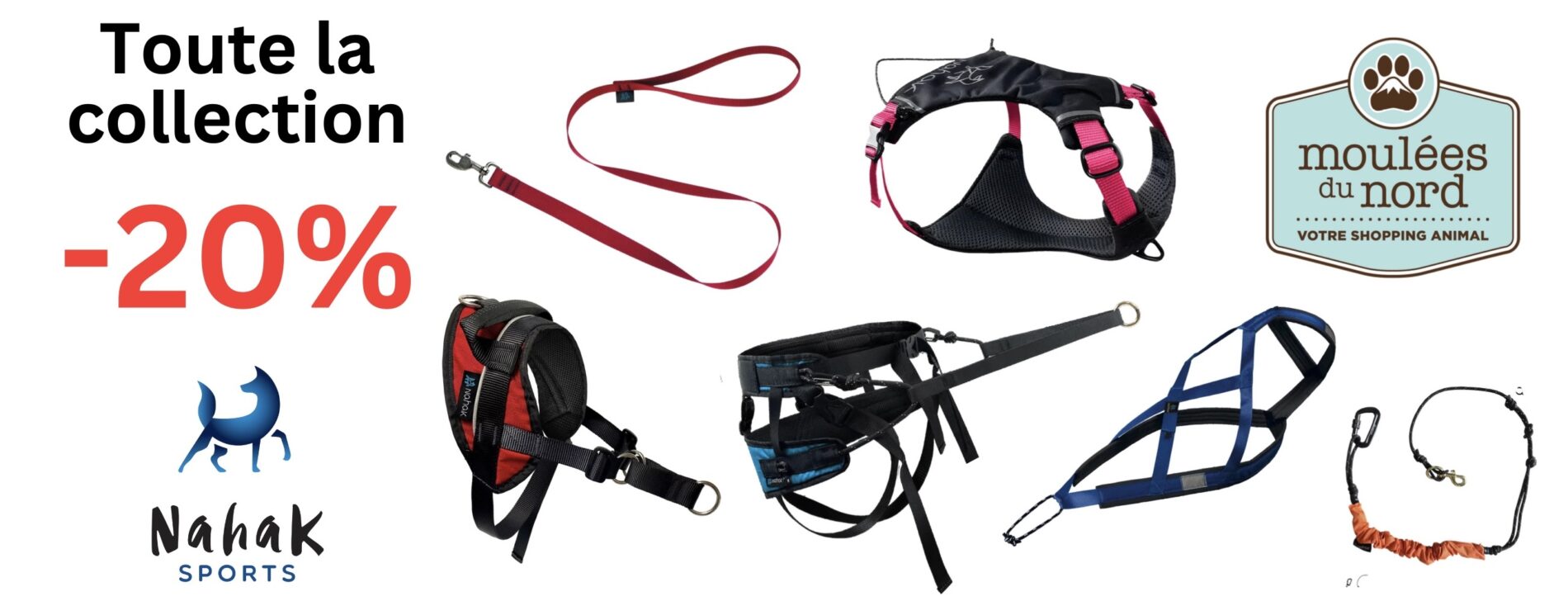 Rabais sur les colliers, harnais et laisses Nahak pour chiens