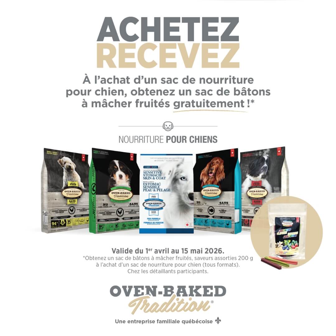 Bâtons dentaires Oven Baked Tradition gratuit à l'achat d'un sac de nourriture chien
