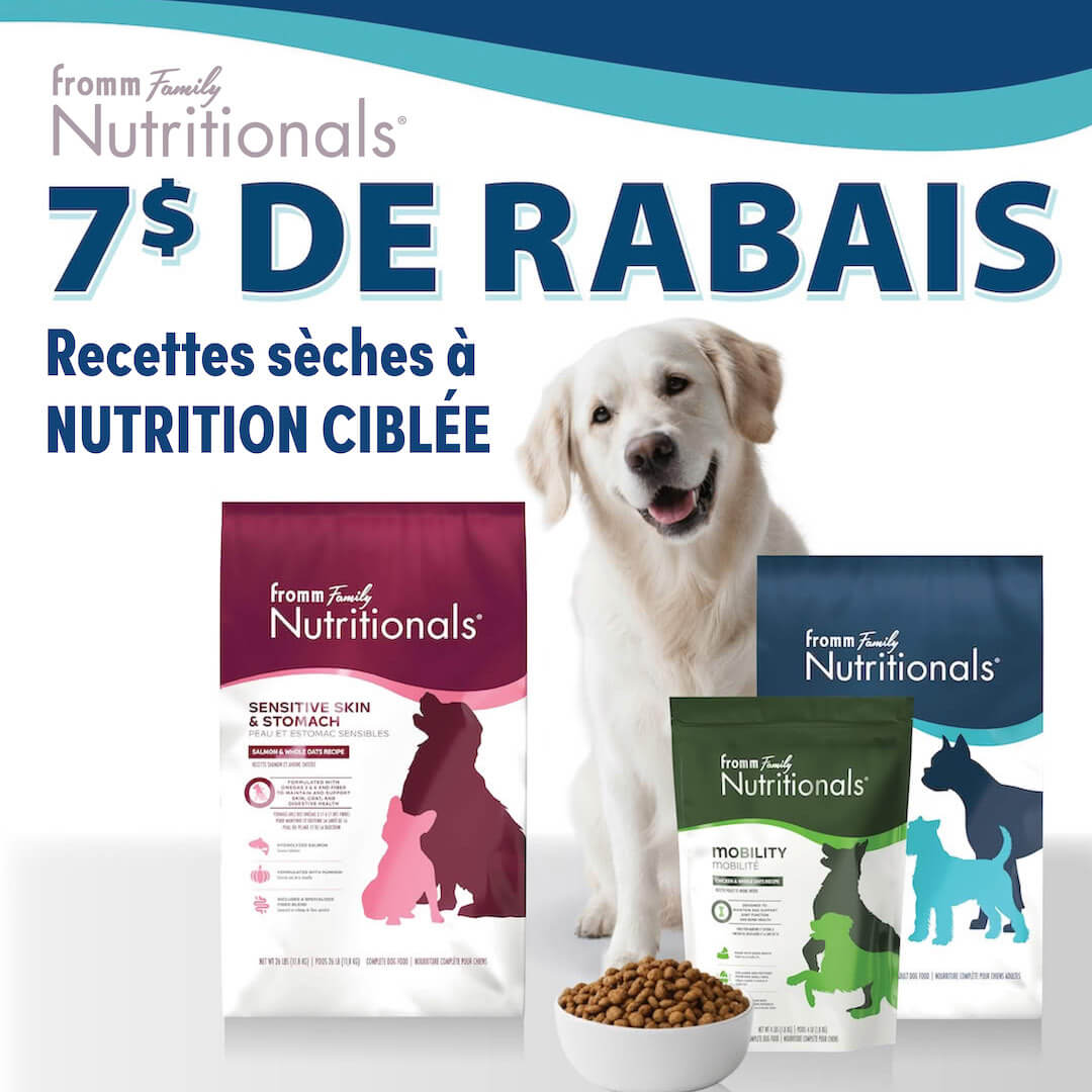 Rabais sur les nouvelles formules de nourriture Nutritionals de Fromm pour chiens