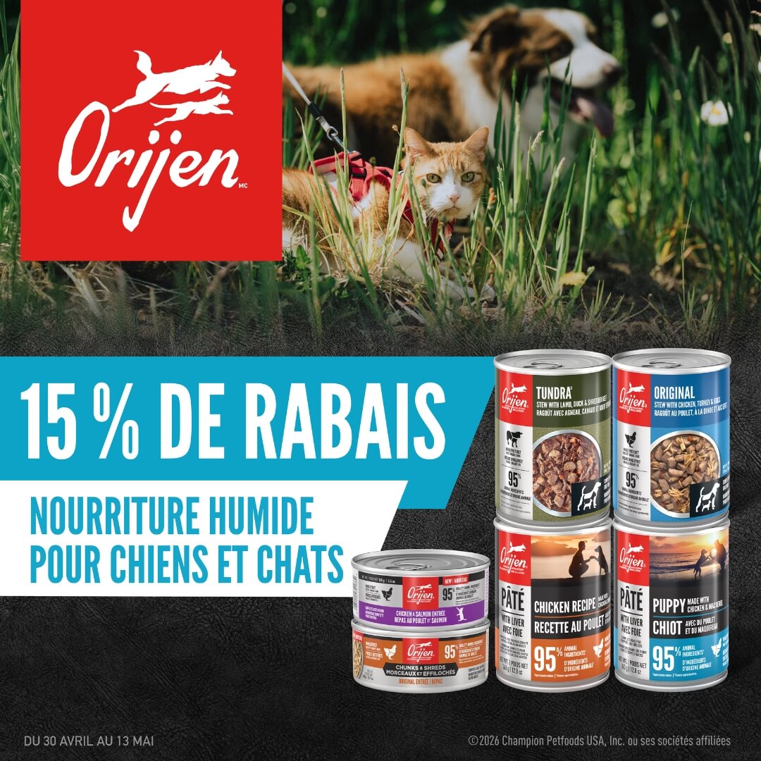 Promotion sur les nourriture en conserves Orijen chien et chat