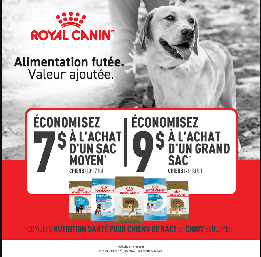 Promotion sur nourriture pour chiens Royal Canin chiots et races