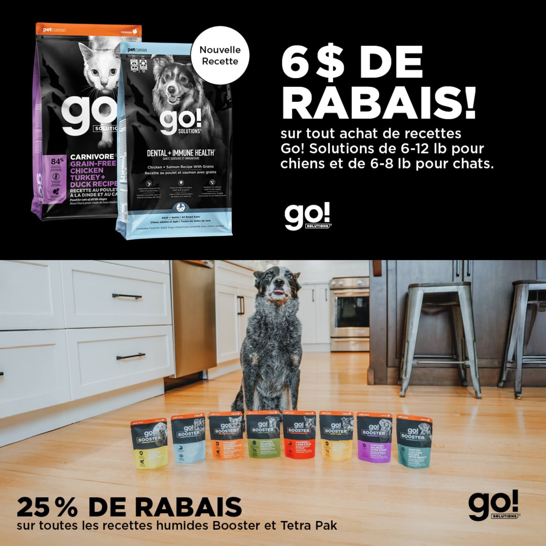 Nourriture go! solutions chiens et chats en rabais et escompte sur Booster