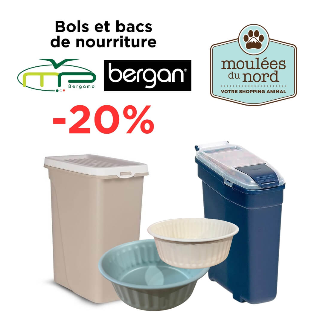 Bols et bacs de nourriture pour animaux de compagnie Bergan et Bergamo en promotion