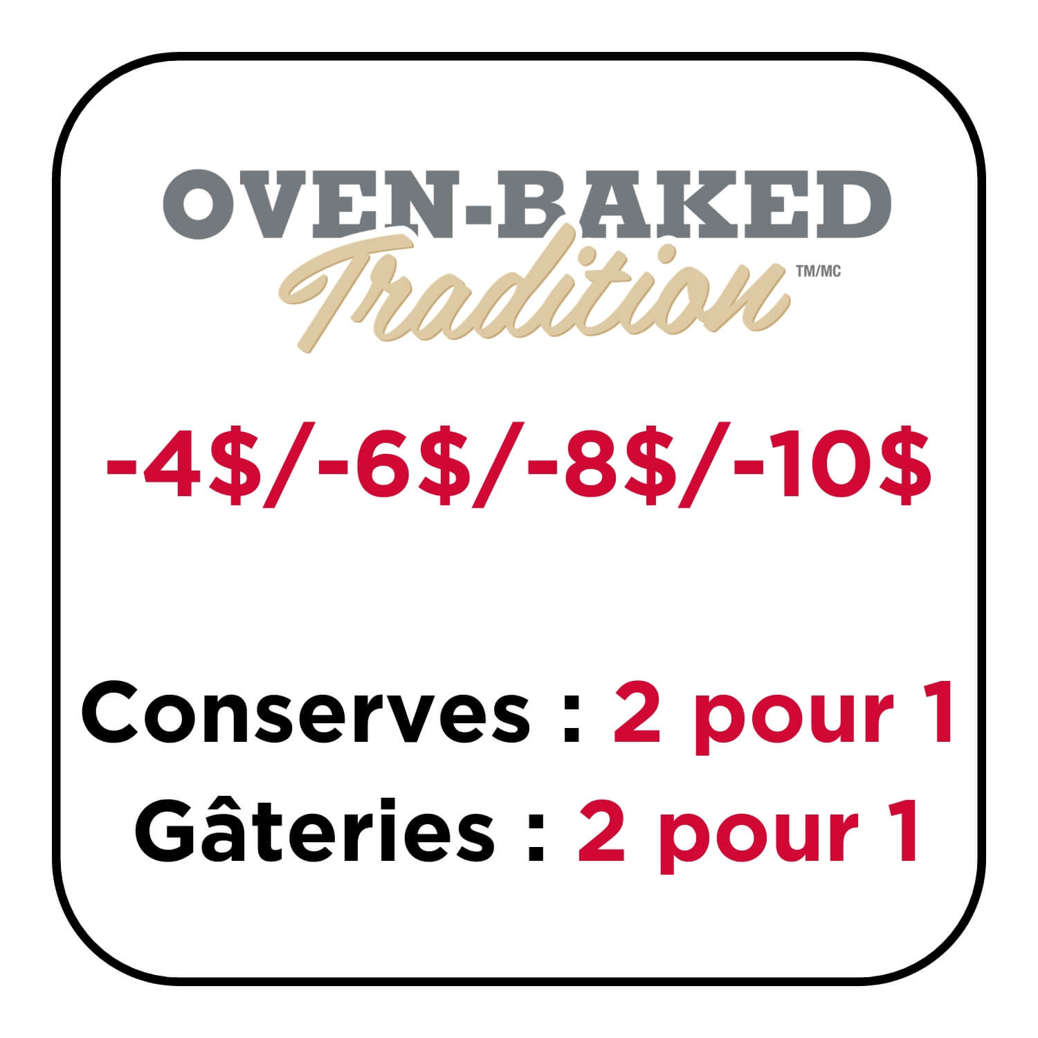 Gros promos sur la nourriture sèche, humide et les gateries de Oven Baked Tradition pour chiens et chats