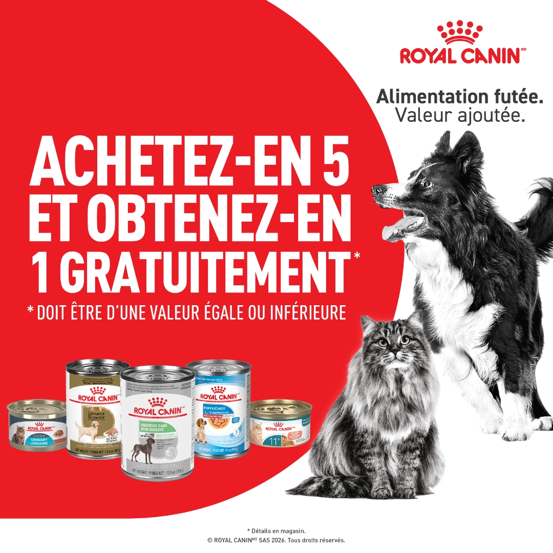 Escompte sur les nourriture en conserves Royal Canin pour chiens et chats