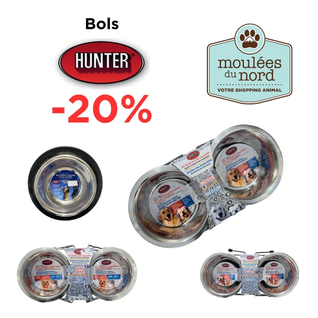 Bols Hunter chiens chats en promotion ce septembre à Ste-Adèle