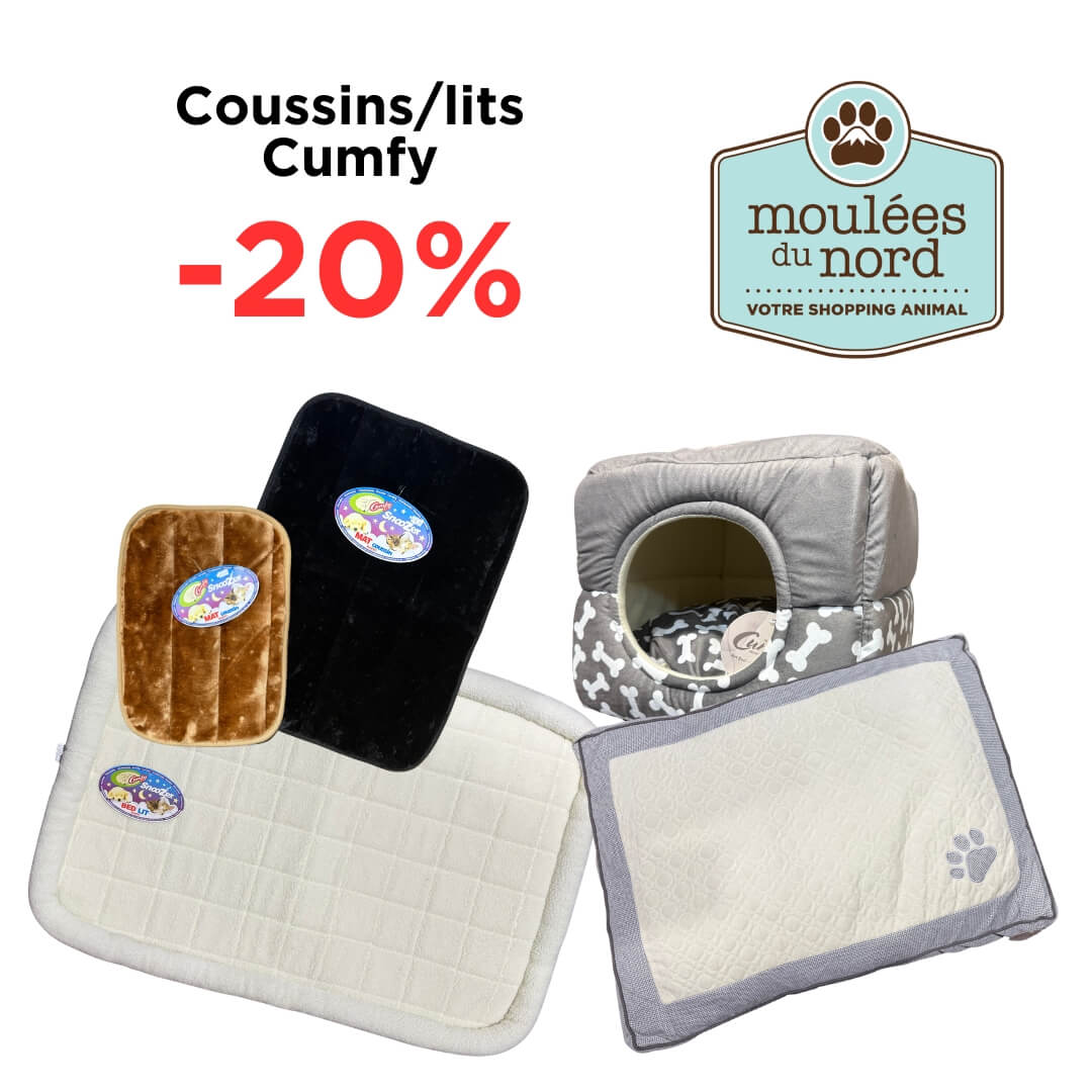 Rabais sur les lits et coussins Cumfy pour chiens et chats