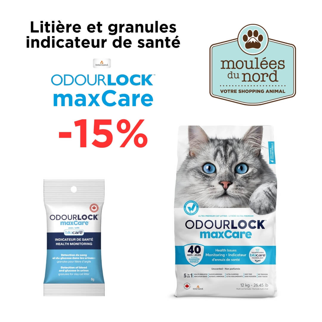 Économiser sur la téchnologie BluCare indicateur de santé pour chats en forme de litière Odourlock et granules