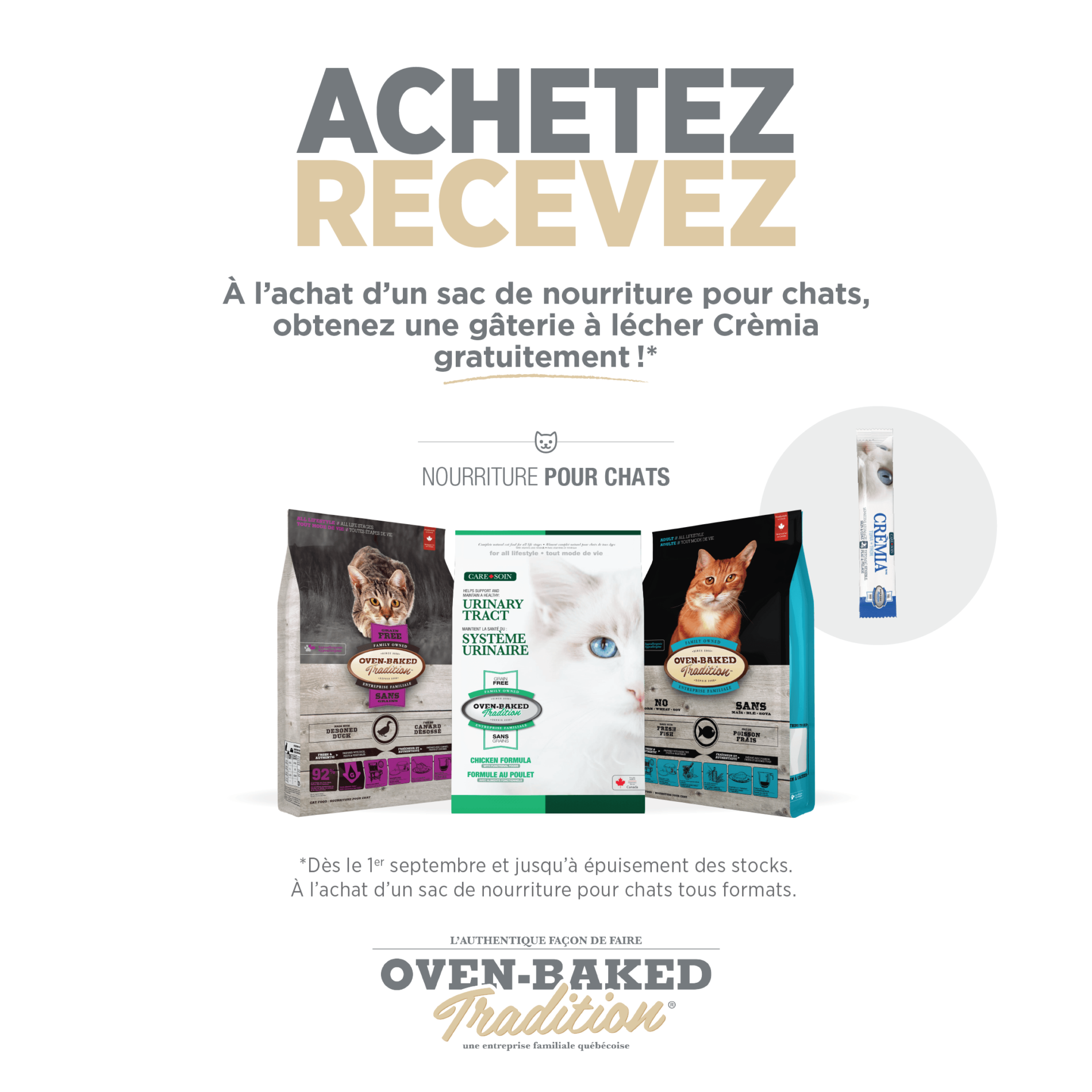 Gateries pour chat gratuit à l'achat de nourriture Oven Baked Tradition pour chat