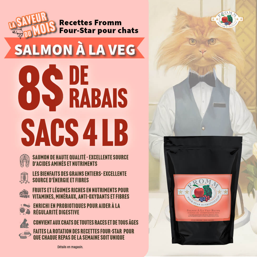 Promo sur la recette Fromm Saumon à la Veg pour chat octobre