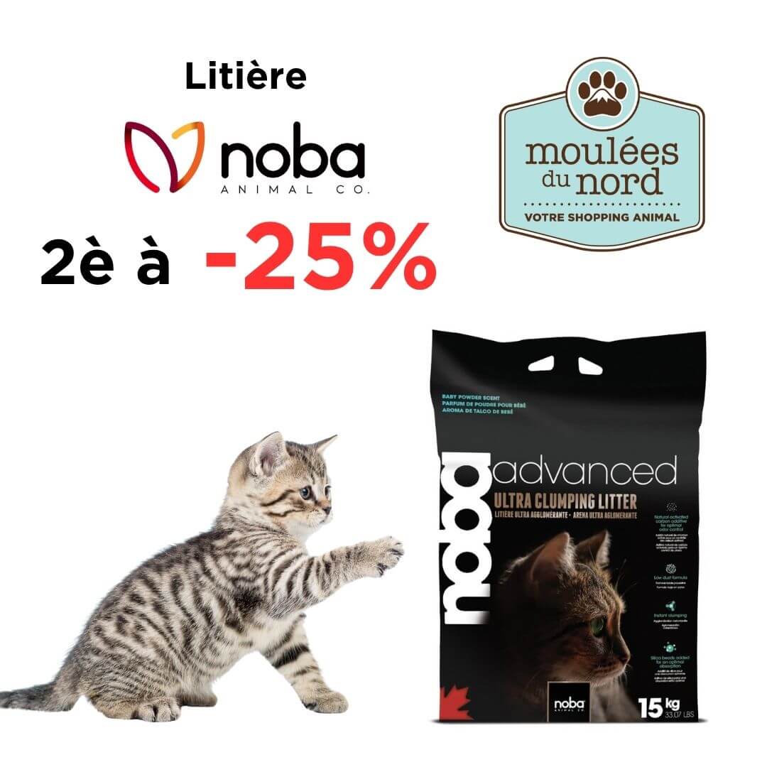 Litière agglomérante pour chats Noba en promo octobre Moulées du Nord Sainte-Adèle