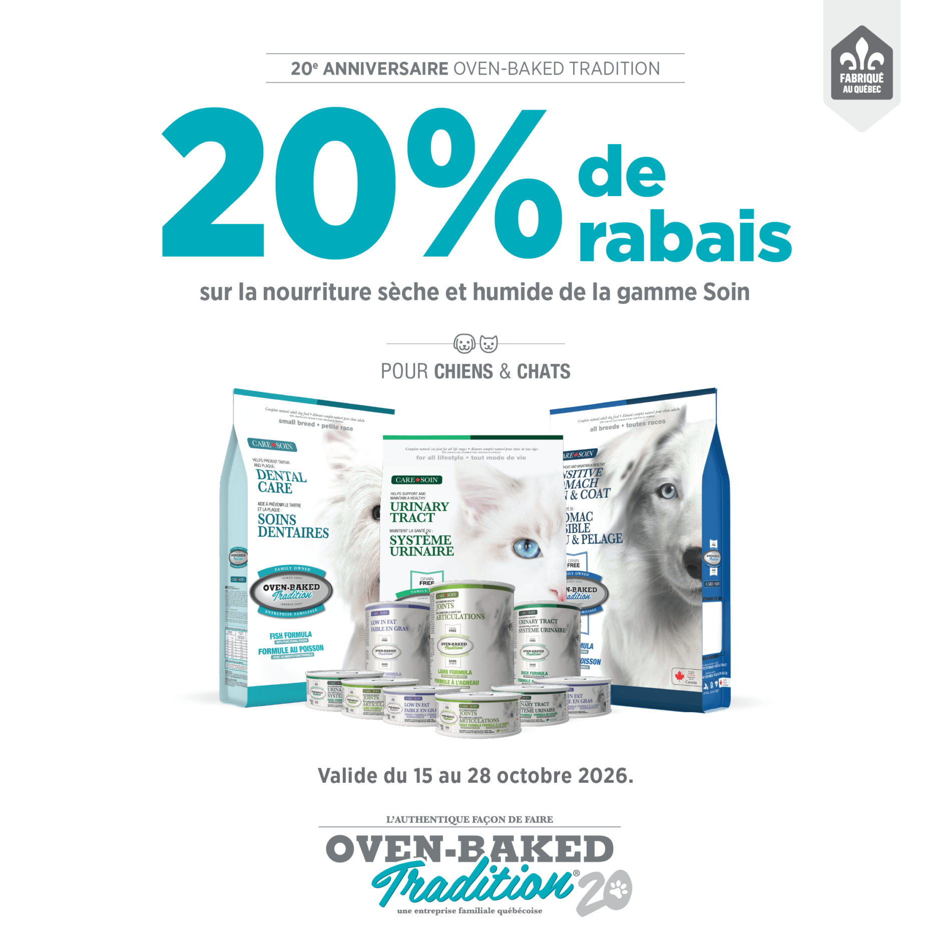 Rabais sur les formules soin de Oven Baked Tradition chez Moulées du Nord