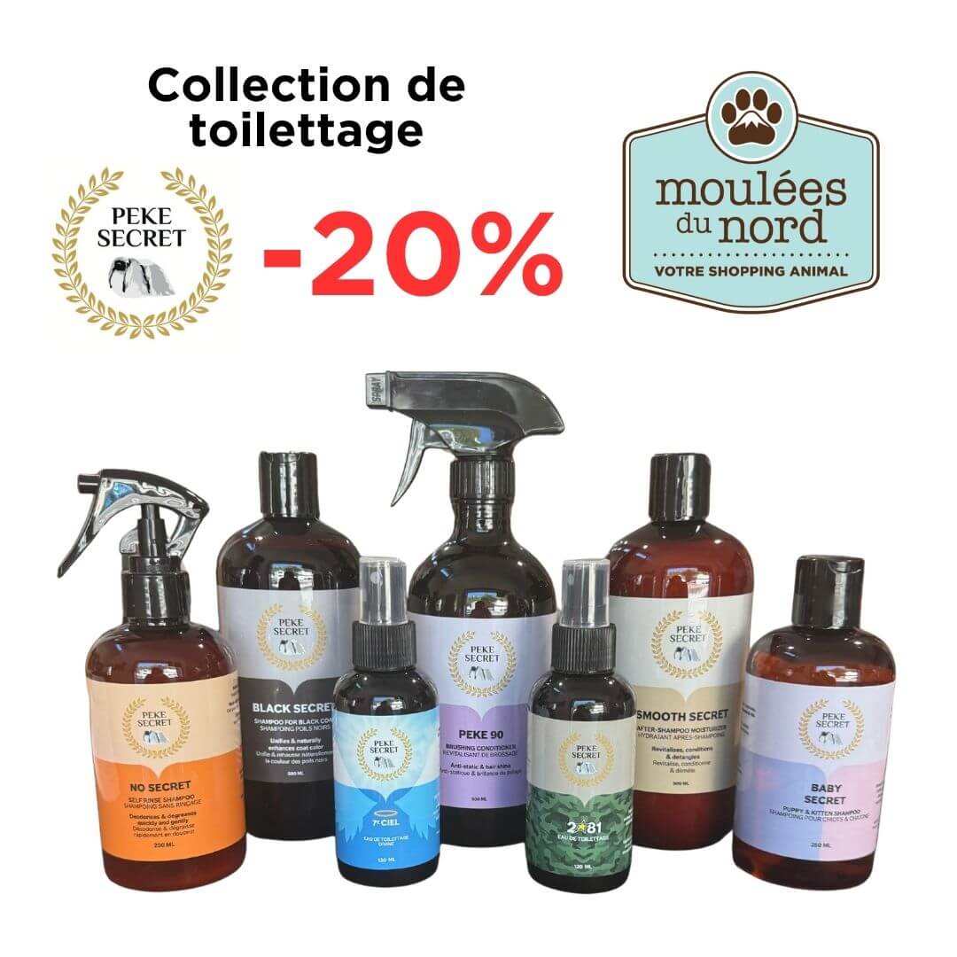 Promotion sur la collection de toilettage Peke Secret chiens chats ce octobre